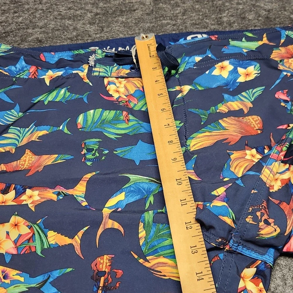 Salt Life Mens SLX-QD Vapor Stretch Cargo Board Swim Shorts Floral Fish Skull 40